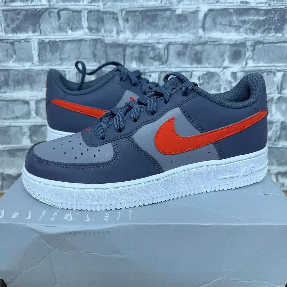 Nike Air Force 1 Cement Grey Team Orange White CT3839 008 GS Youth Size 5.5Y New